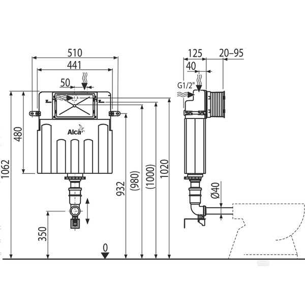 Бачок для унитаза Alcaplast Basicmodul (AM112-0001)