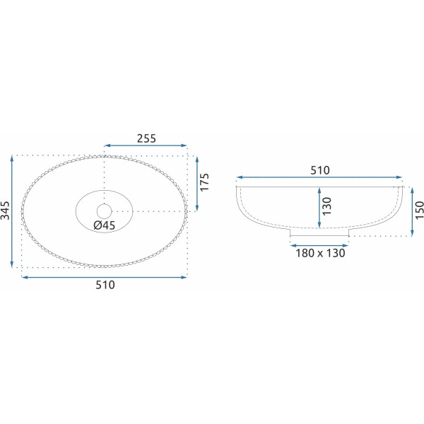 Раковина накладная REA Nicole 51x34,5x15 стекло (REA-U4701)
