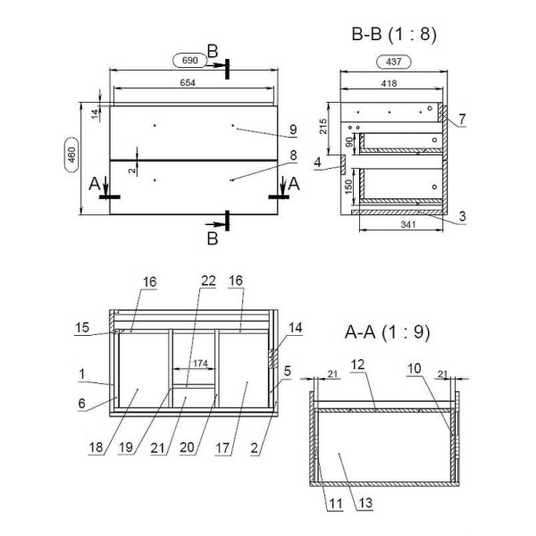 Тумба подвесная Cersanit Lara орех (63415) Тумба подвесная Cersanit Lara орех (63415)