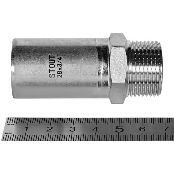 Вставка резьбовая 28х3/4"Н Stout SSS-2024 НПр-НР (нерж.ст., пресс) SSS-2024-002834 Вставка резьбовая 28х3/4"Н Stout SSS-2024 НПр-НР (нерж.ст., пресс) SSS-2024-002834