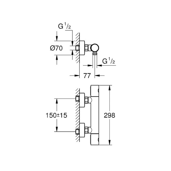Смеситель для душа Grohe Grohtherm 800 с термостатом хром (34765000)