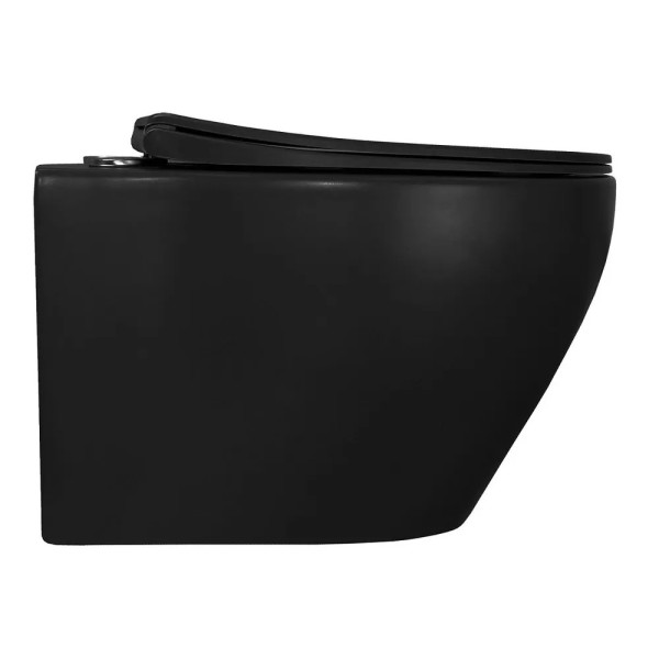 Унитаз подвесной Keras matt black безободковый с сиденьем микролифт 520x370x360 (AZ-99046B) Унитаз подвесной Keras matt black безободковый с сиденьем микролифт 520x370x360 (AZ-99046B)