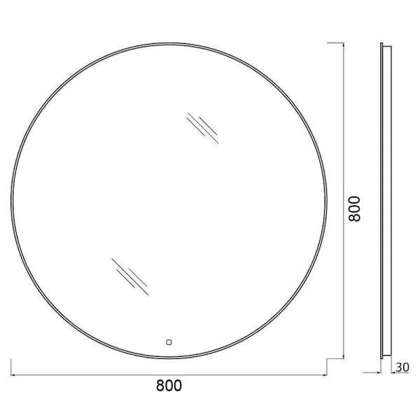 Зеркало Azario Alone Cerchio 800х800 влагостойкое с подсветкой, сенсорный выключатель с функцией диммера (CS00079362)