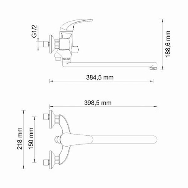 Смеситель для ванны и душа WasserKRAFT Rossel с коротким изливом (2802L)