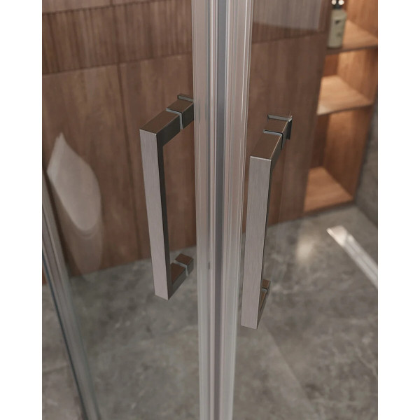 Душевой уголок Cezares Molveno 130x130x195 стекло прозрачное, профиль оружейная сталь (MOLVENO-R-22-100+30-C-GM-IV)