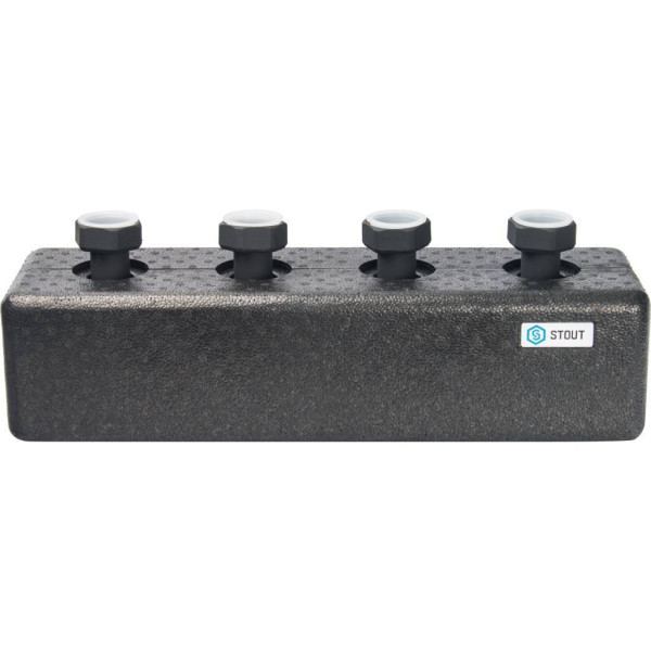 Стальной распределительный коллектор Stout 2 отопительных контура (в теплоизоляции DN 25) (SDG-0016-004002)