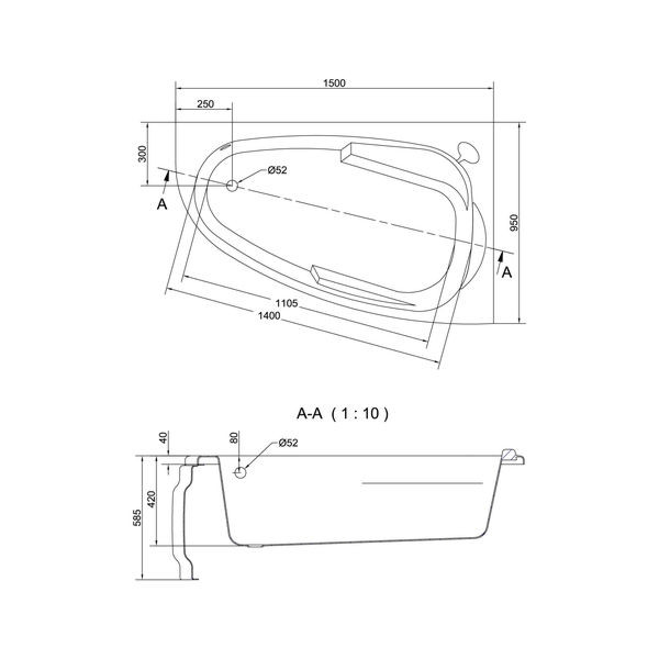 Ванна акриловая Cersanit Joanna 150х95 R ультра белый (WA-JOANNA*150-R-W)