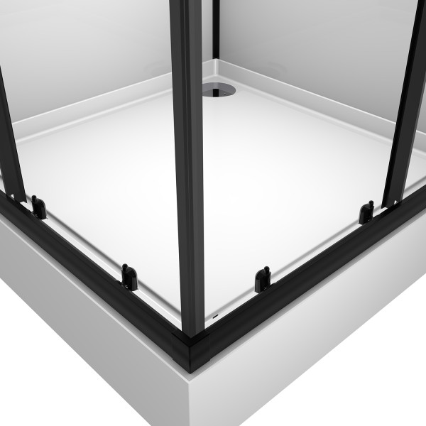 Душевая кабина Loranto Neo 100x100x190 стекло прозрачное, профиль черный (CS-21801-10)