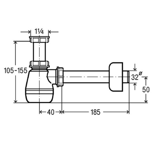 Сифон бутылочный для биде 1 1/4"х32 белый Viega (120337)