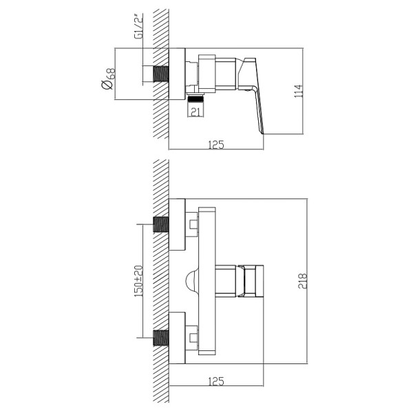 Смеситель для душа Azario Hardcore с душевым комплектом хром (AZ-VKM338277C)