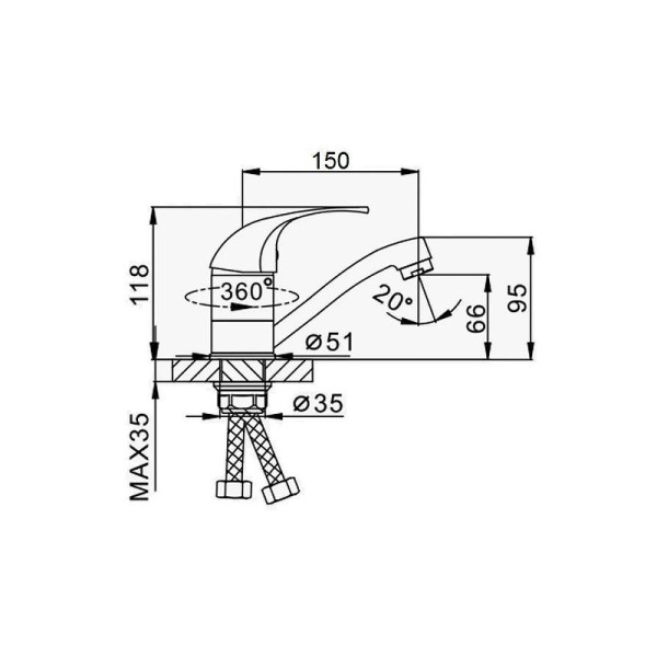 Смеситель для раковины Dlin хром (D151602)