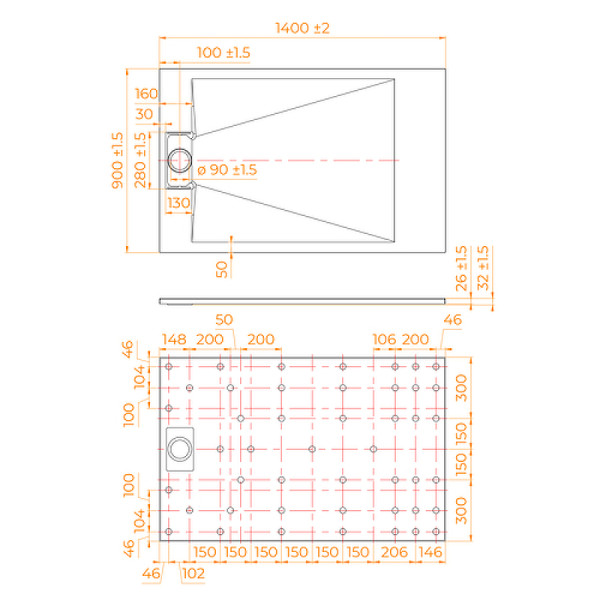 Душевой поддон RGW TUS-W 90x140 белый (553702914-01)