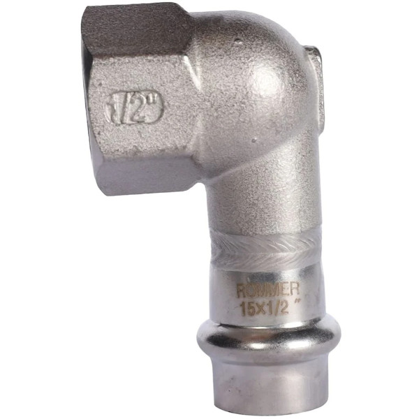 Переход угловой 15х1/2"В Rommer из нержавеющей стали (пресс) (RSS-0009-001512) Переход угловой 15х1/2"В Rommer из нержавеющей стали (пресс) (RSS-0009-001512)