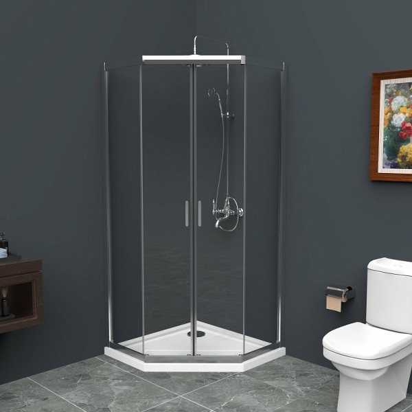 Душевой уголок BelBagno Uno-195 90x90x195 стекло прозрачное, профиль хром (UNO-195-P-2-90-C-Cr)