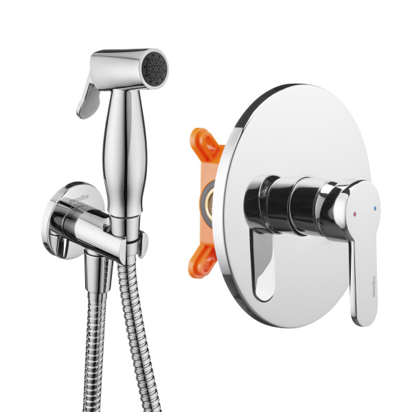 Смеситель с гигиеническим душем Swedbe Platta встраиваемый хром (5524)