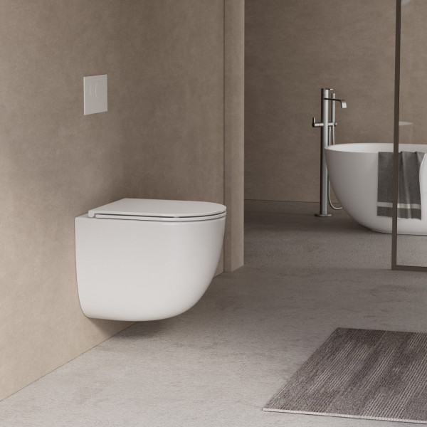 Комплект подвесной унитаз Abber Bequem AC1132TC белый, с закрытым дном с инсталляцией AC0105 и кнопкой AC0120MB черный матовый (AC1132TC-AC0105-AC0120