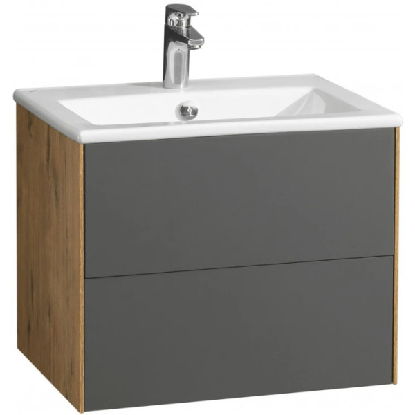 Тумба-умывальник Aquaton Сохо 60 Дуб Веллингтон/1WH501606 РаковинаЭлина 60 (1A2580K1AJA00)