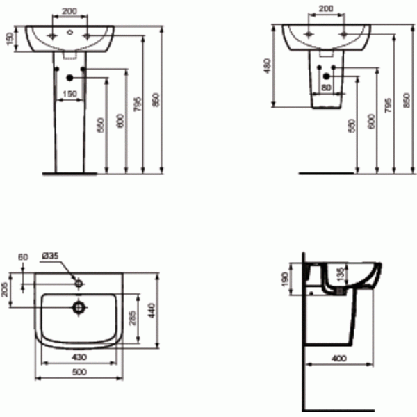 Пьедестал для раковины Ideal Standard Tempo 150x850 (T422901)