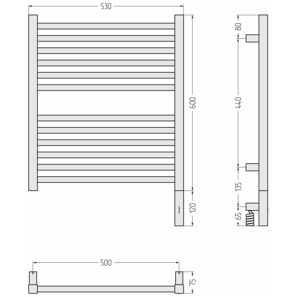 Полотенцесушитель электрический Сунержа Модус 3.1 600x500 МЭМ провод справа матовое золото (032-5901-6050)