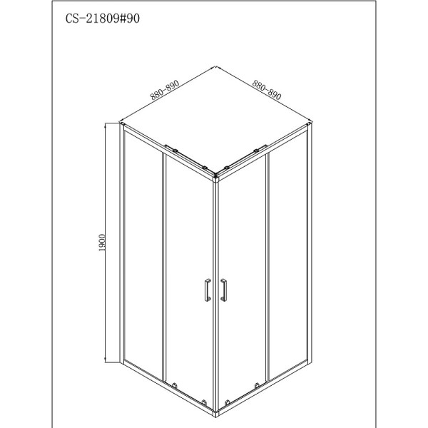 Душевой уголок Loranto Neo 90x90x190 стекло прозрачное, профиль черный, без поддона (CS-21809B)