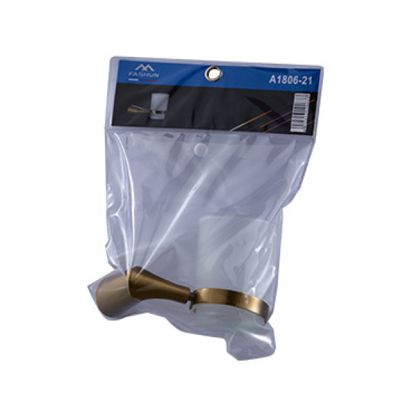 Стакан Fashun из матов. стекла L=137 мм H=96 мм PVD цинк. сплав + сталь бронза (A1806-21)