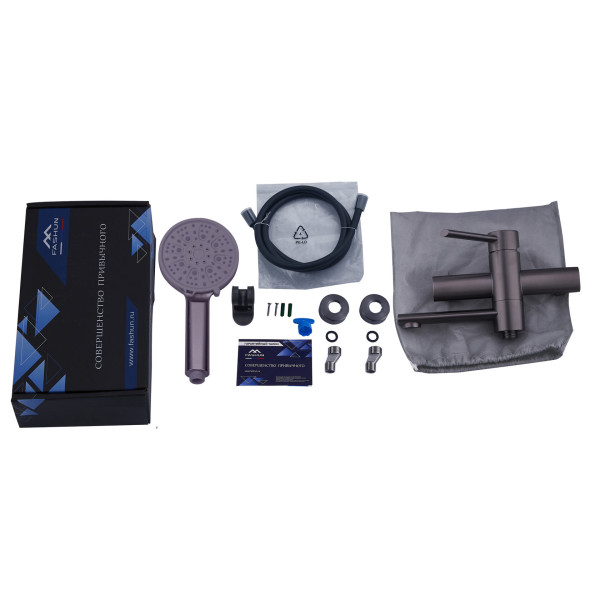 Смеситель для ванны и душа Fashun с душевым комплектом оружейная сталь (A53034-17) Смеситель для ванны и душа Fashun с душевым комплектом оружейная сталь (A53034-17)