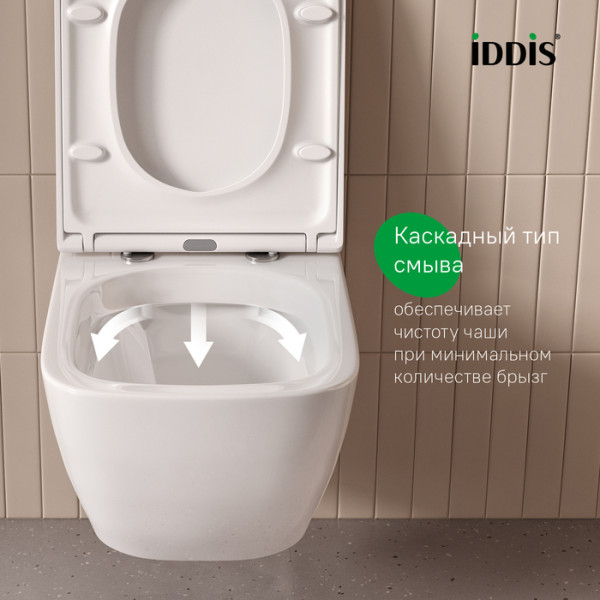 Унитаз подвесной Iddis Torr безободковый с сиденьем soft-close белый (TORRDSEi25)