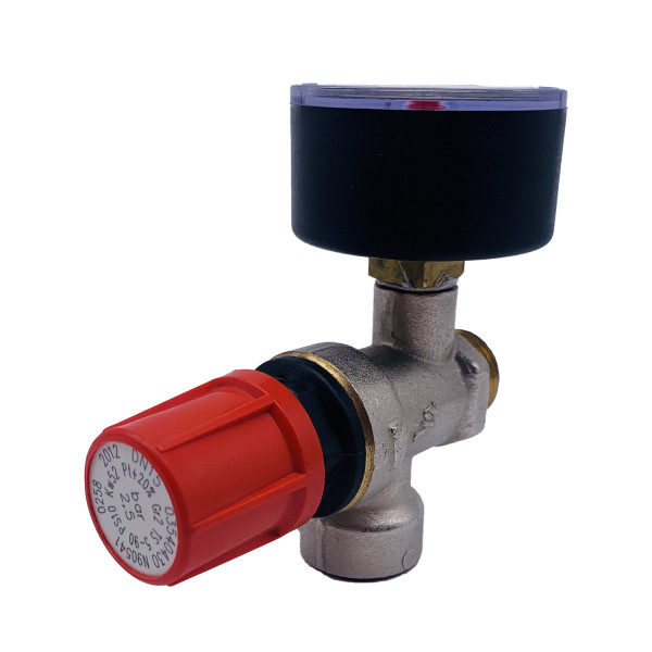 Клапан предохранительный с манометром RBM 1/2"ВН 2,5 бар (354.04.30)