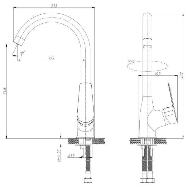 Смеситель для кухни Rossinka S35-23 (S35-23)