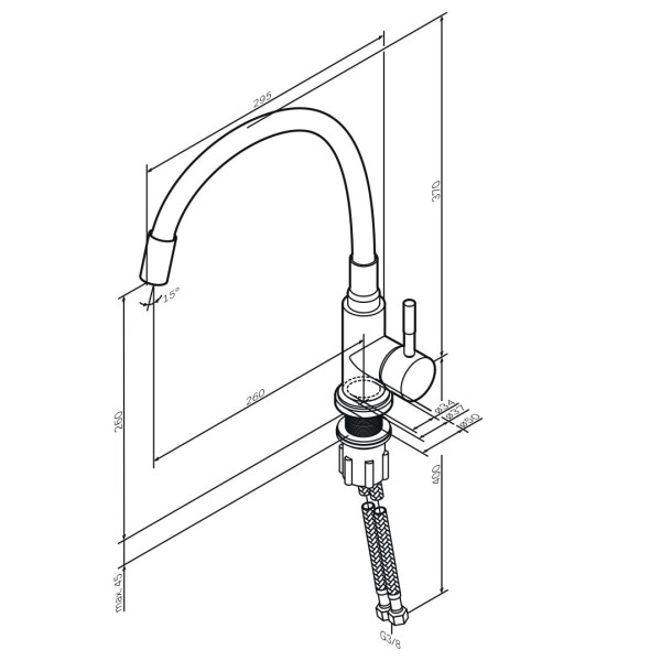 Смеситель для кухни AM.PM X-Joy S с гибким изливом серый/хром (F85B07605)