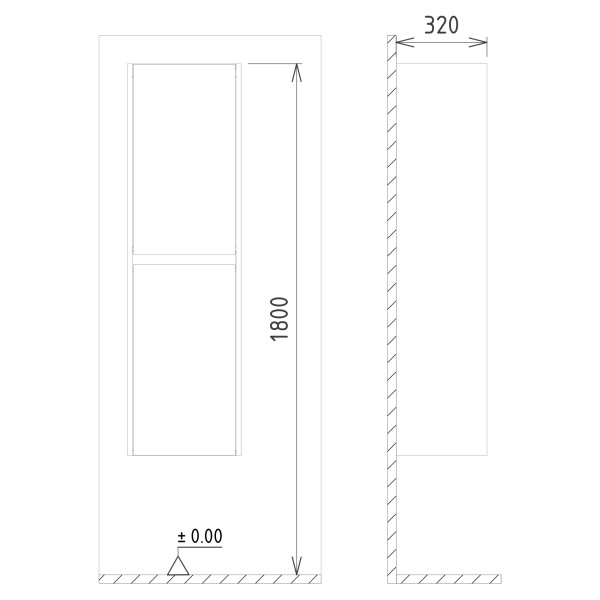 Пенал подвесной Orka Lisbon 400x300x1380 серый матовый (3001191)