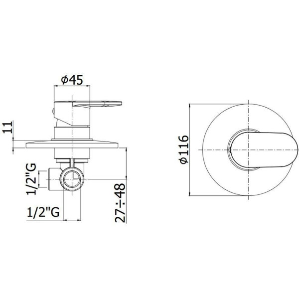 Смеситель для душа Paffoni Candy с внутренней частью, хром (CA010CR)