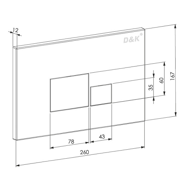 Клавиша смывная D&K Quadro хром (DB1519002)