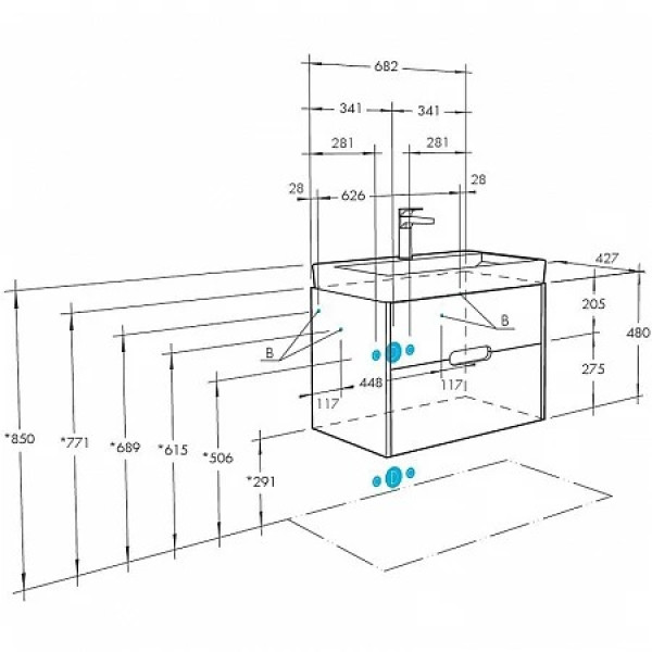 Тумба-умывальник Aquaton Оливия 70 Дуб веллингтон/1WH501628 Раковина Адриана 70 (1A2543K0OLVG0)