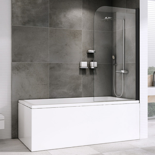 Душевая шторка для ванн Abber Ewiges Wasser 80x140 стекло прозрачное, профиль черный (AG52080B) Душевая шторка для ванн Abber Ewiges Wasser 80x140 стекло прозрачное, профиль черный (AG52080B)