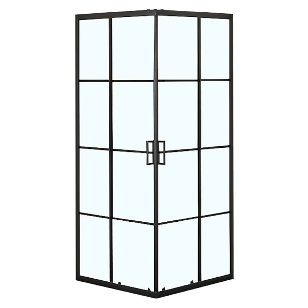 Душевой уголок Loranto 90x90x190 стекло прозрачное/лофт клетка, профиль черный матовый (CS-211F-90)