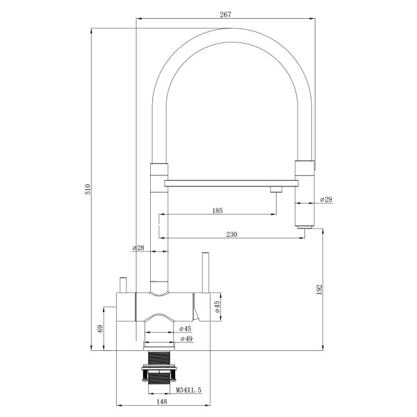 Смеситель для кухни Wesnaart Eco с гибким изливом под фильтр черный (EKO05-160) Смеситель для кухни Wesnaart Eco с гибким изливом под фильтр черный (EKO05-160)