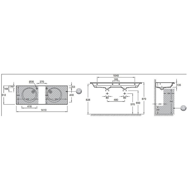 Раковина встраиваемая Jacob Delafon Odeon Rive Gauche 141x51,2 (EXAS112-Z-00) Раковина встраиваемая Jacob Delafon Odeon Rive Gauche 141x51,2 (EXAS112-Z-00)