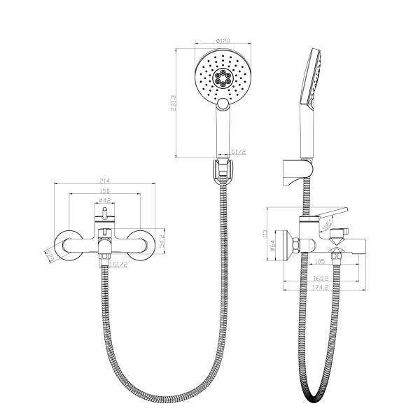 Смеситель для ванны и душа lemark Minima хром (LM3814C)