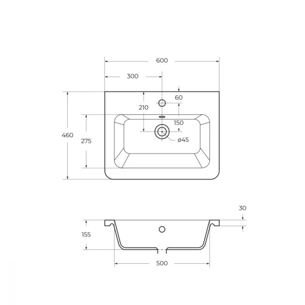 Раковина мебельная BelBagno Urban 60x46 белая (12060-KL)