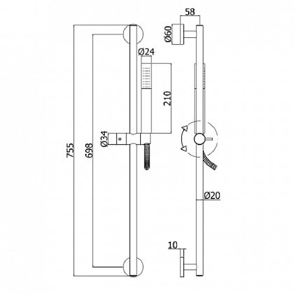 Душевой гарнитур Paffoni Life черный (ZSAL135NO)