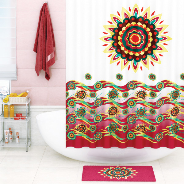 Шторка для ванн текстильная WasserKRAFT Isen 180x200 с рисунком (SC-40101)