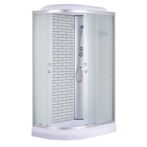 Душевая кабина Loranto 120x80x215 стекло матовое, профиль хром, белый кирпичный узор (CS-66120-13R FW 120)