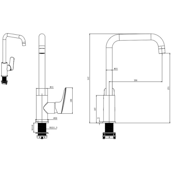 Смеситель для кухни Aquatek Вега хром (AQ1081CR)