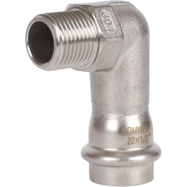 Переход угловой 22х1/2"Н Rommer из нержавеющей стали (пресс) (RSS-0010-002212) Переход угловой 22х1/2"Н Rommer из нержавеющей стали (пресс) (RSS-0010-002212)