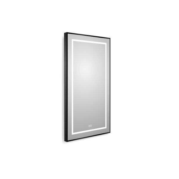 Зеркало BelBagno 500x32x900 в алюминиевой раме со встроенным светильником сенсорным выключателем и подогревом (SPC-KRAFT-500-900-LED-TCH-WARM-NERO)