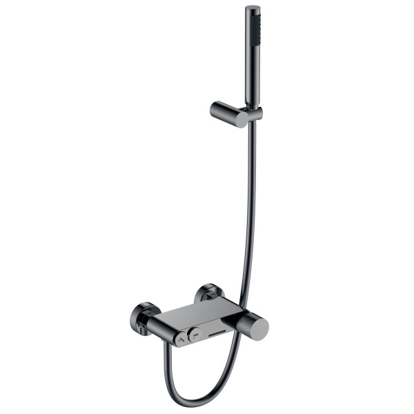 Смеситель для ванны и душа Boheme Stick Shine Gun Metall с душевым гарнитуром черный (123-SGM.2) Смеситель для ванны и душа Boheme Stick Shine Gun Metall с душевым гарнитуром черный (123-SGM.2)