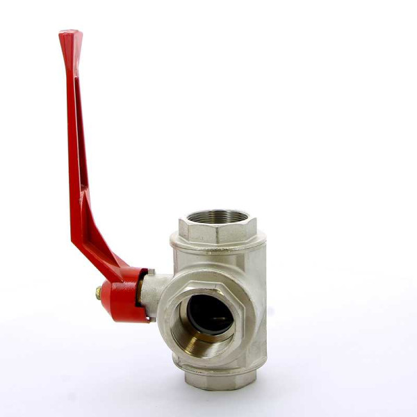 Кран Itap 2" шаровый трёхходовой L-порт (красная ручка-рычаг) (1280200L)