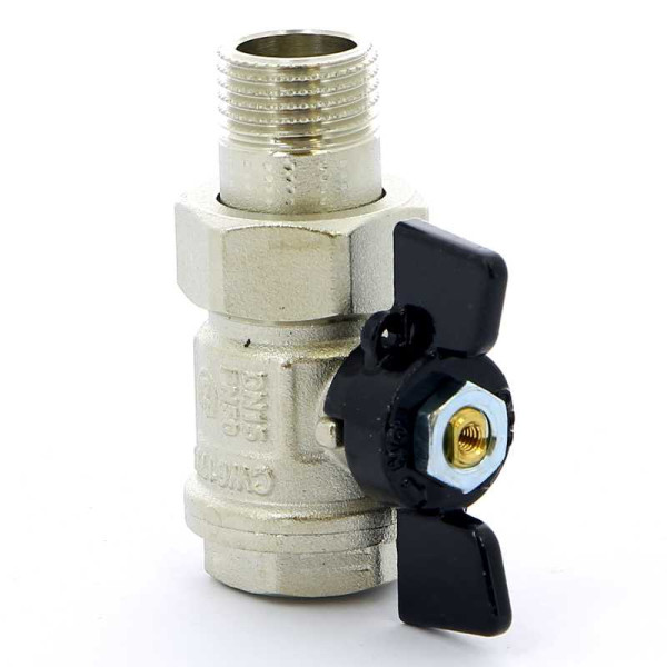Кран Bugatti 1/2" шаровый со сгоном New Jersey 922 (черная бабочка) (09220004) Кран Bugatti 1/2" шаровый со сгоном New Jersey 922 (черная бабочка) (09220004)