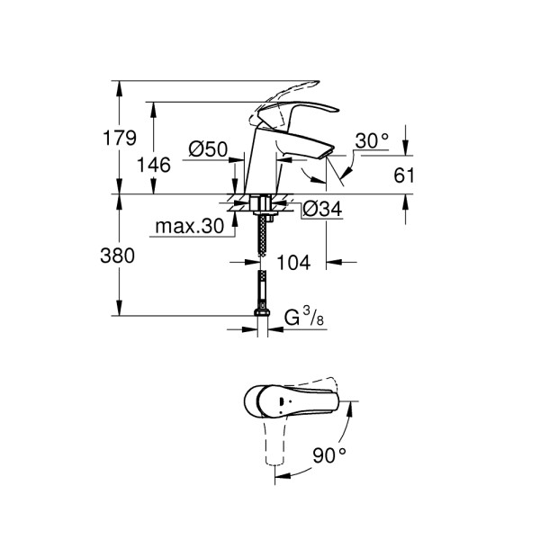 Смеситель для раковины Grohe Eurosmart 2015 (32154002)